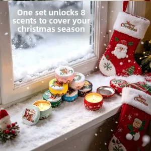Christmas Cylindrical Scented Candle Gift Set Aromatherapy Decorative Holiday Candle for Home Party Decor