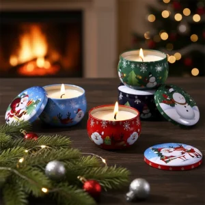 Christmas Festive Scented Candles Gift Set Private Label Customization Soy Wax Candles Home Fragrance With Tin Jar