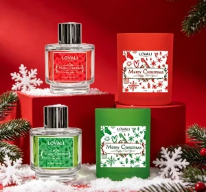 Christmas Fragrance Gift Set 2Colors 50ml Reed Diffuser 70g Scented Candle Eco Friendly Long Lasting Spray Fresh Floral Scent