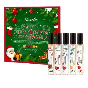 Christmas Fruity Mist Mini Perfume Set 5*10ml Portable Travel Spray Long Lasting Fragrance Gift Box for Women Xmas Present