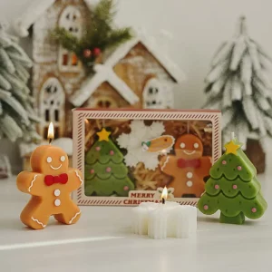 Christmas Gingerbread Man Christmas Tree Snowflake shaped Fragrance scented Candle Gift Set Suitable for Christmas Parties