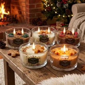 Christmas Gingerbread Man Style Soy Wax Handmade Aromatherapy Candle for Holiday and Home Decoration