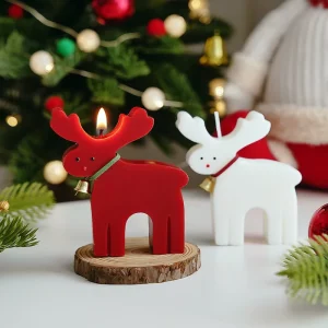 Christmas Moose Scented Candle Handmade Gift With English Pear & Freesia Velvet Rose Fragrance For Holidays Home Decor Ornament