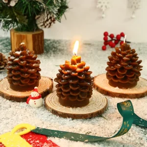 Christmas Pine Cone Shaped Soy Wax Scented Candle Decorative Photo Shooting Props Drop Shipping Available