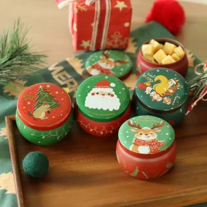 Christmas Scented Candle Tin Containers Gift Set With Soy Wax Long Lasting Burn For Festive Holiday Gifts