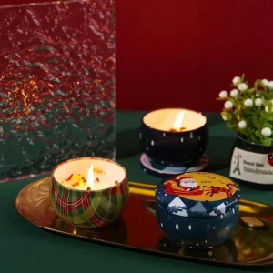 Christmas Scented Candle Tins Gift Set Soy Wax Festive Candles