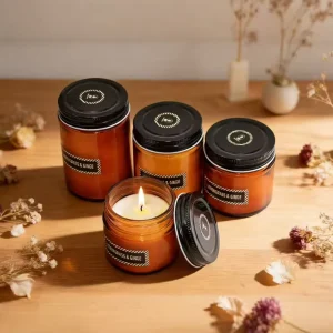 Classic Perfume Aroma Scented Candle with Brown Jar Wholesaler Smokeless Home Decor Hotel SPA Aromatic Scented Candles