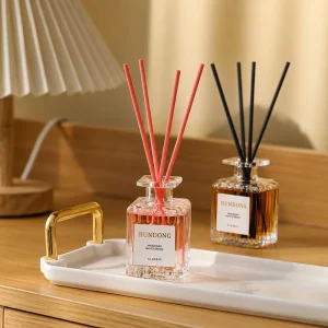 Classic Transparent Glass Colored Fiber Stick Natural Aroma Reed Diffuser for Living Room Hotel Spa Supply