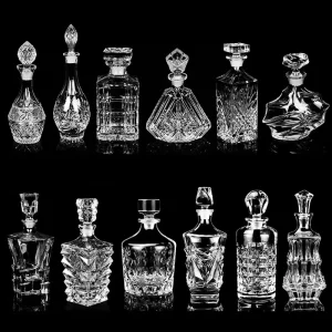 Clear 800 ml 850ml Cosmetic Decanter Display Cork Attar Oud Oil Spirits Glass Bottle