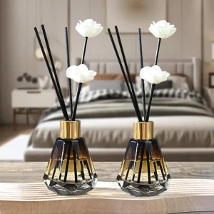 Clear Amber Glass Reed Diffuser Flower Bottle