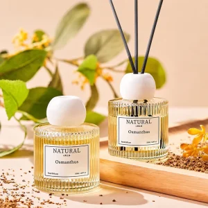 Clear Round Bottle Floral Aroma Natural Label Reed Diffuser With White Cap for Bedroom Bathroom Gifts