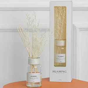 Clear Short Round Glass Reed Diffuser with Natural Sticks, 100ml