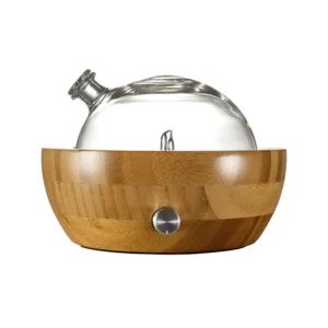 Cold-Air Waterless Bamboo Wood Glass Room Nebulizer with Colorful Night Light Essential Oil Aroma Diffuser
