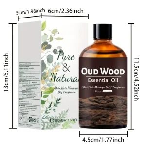Cold-Pressed Oud Essential Oil 100% Plant Formula 100ml for Fragrance Bath and Skin Care