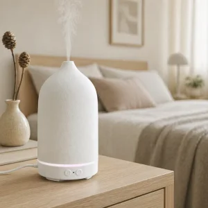 Color-Changing Light Electric 100ml Ceramic Essential Oil Water Aroma Diffuser with Remote Control