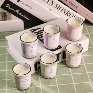 Colorful Aromatherapy White Wax Glass Jar Candle for Bedroom Spa Decor Custom Label Gift Packaging Supply