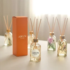 Colorful Gift Box Mini Glass Bottle Reed Diffuser Set with Natural Rattan Sticks for Home Fragrance Decor
