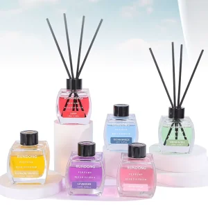 Colorful Glass Bottle Fruit Scented 120ml Reed Diffuser With Black Fiber Sticks for Home Hotel Gifts