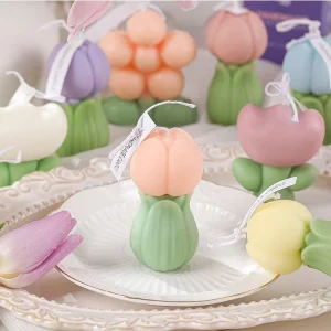 Colorful Romantic Tulip Flower Shape Aromatherapy Scented Candle for Home Decoration Party Gift
