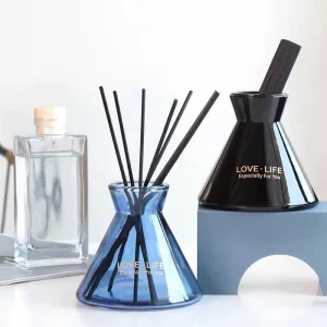 Conical Horn Shape 200ml Glass Reed Diffuser Bottle with Rattan Sticks