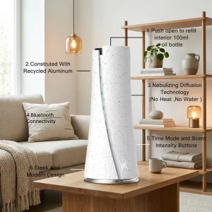 Crearoma Aroma Diffuser Machine App Controlled 100ml Capacity Waterless Resin Material with Gradient Light