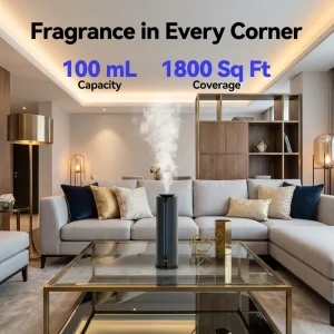 Crearoma Elegant Waterless Diffuser Rechargeable Lithium Battery Scent Machine Aroma Diffuser for House with LED Gradient Light