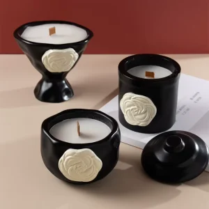 Creative Camellia Scented Candle Cups Handmade Ceramic Candles Long Lasting Scent Freshening Indoor Air Home Decor Souvenirs