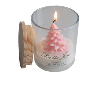 Creative Color Christmas Tree Semi handmade Cup Shape Scented Candle Glass Jar Custom Logo Christmas Home Decoration