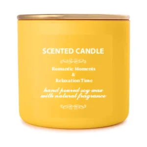 Creative Customizable Logo Scented Candle Triple Wick Yellow Glass Cup with Lid Luxury Scented Candle