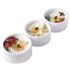 Creative Plaster Cup Aromatherapy Scented Candles Dried Flowers for Holiday Thanksgiving Natural Botanical