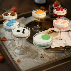 Creative Realistic Dessert Cup Scented Candle Handmade Fruit & Macaron Topping Soy Wax Candle High Aesthetic Home Decor & Gift