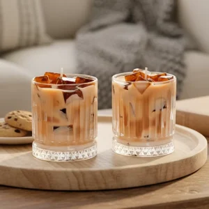 Creative Soy Wax Latte Coffee Scented Candle Eco Friendly Long lasting CE Reach Certified Handmade Glass Modern Holiday Diwali