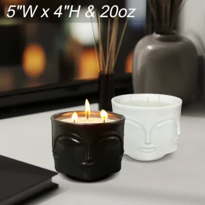 Creative Three wick Large Multi faceted Ceramic Scented Candle Long lasting Neutral Wood Tone Abstract Sculpture Scented Wax