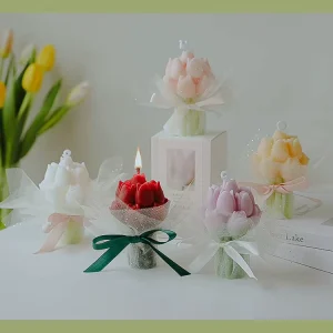 Cross Border Hot Selling Tulip Shaped Scented Candle Gift Set Natural Soy Wax Smokeless Long Lasting Ins Style Gift