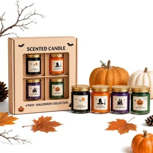 Cross border Halloween Glass cup Scented Candle Custom made Plant Essential Oils Smoke free Soy Wax Festive Gift Box