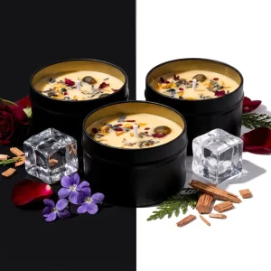 Crystal Infused Dried Flower Soy Wax Candle Natural Gemstone for Manifestation Ritual and Aesthetic Home Fragrance Decor