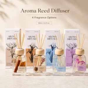 Custom 100ml Glass Reed Diffuser Gift Set with Four Fragrance Options