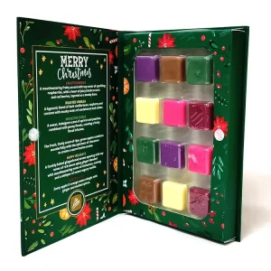 Custom 12 Days of Christmas Scented Wax Melt Book Advent Calendar Box Glossy Latte Matt Lamination Embossing Packaging