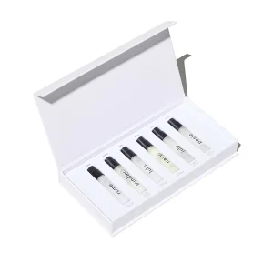 Custom 2ml Serum Fragrance Sample Perfume Discovery Set Matte Finish Simple Pack Drawer Box Featuring UV Coating Embossing