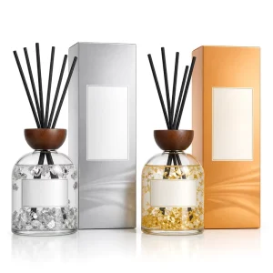 Custom 500ml Gold Silver Foil Glass Reed Diffuser Set with Reeds