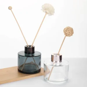 Custom 50ml 100ml Clear Black White Round Perfume Reed Diffuser Glass Bottle with Reed Diffuser
