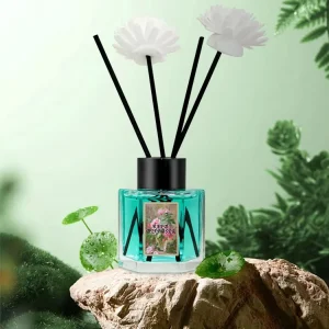 Custom 50ml Tea Tree Bamboo Scent Reed Diffuser for Home and Hotel, Green Crystal Flower