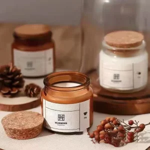 Custom Amber Soy Wax Fragrance Candle Luxury Portable Glass Jar Scented Candle