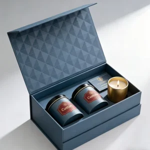 Custom Candle Gift Box Luxury Rigid Flip Top Packaging Box with Insert Custom Logo Printed for Scented Candle Jar Set