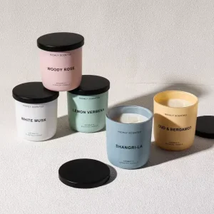 Custom Candle Home Decor Scented Container Frosted Glass Luxury Scented Candle with Lid for Christmas Gifts