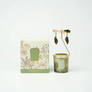 Custom Candles Private Label Luxury Decoration Candle Holder Rotating Carousel Leaves Scented Wax Candle