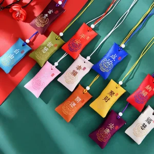 Custom Cartoon Rabbit Animal Design Embroidery Amulet Lucky Bag Sachet Omamori Pouch Rabbit Amulet Charm