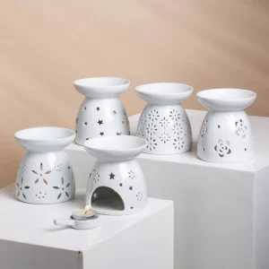 Custom Ceramic Tea Light Essential Oil Scented Candle Melts Warmer Wax Burners for Home Decor Spa Yoga