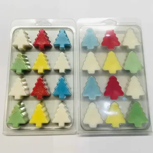 Custom Christmas Tree Wax Melt Clamshell with 6 12 24 Cavities Printed on Coated Paper with Embossing Matt Lamination UV Coating