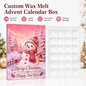 Custom Christmas Wax Melt Advent Calendar Box 24 Cavity PET Tray Christmas Gift Box with Tree Shaped Cavities